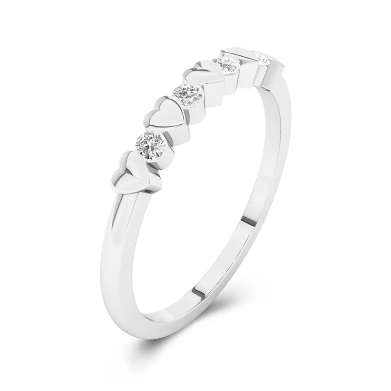 Charming Stackable Heart Moissanite Wedding Ring