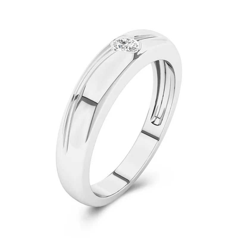 Wide Carved Moissanite Wedding Ring