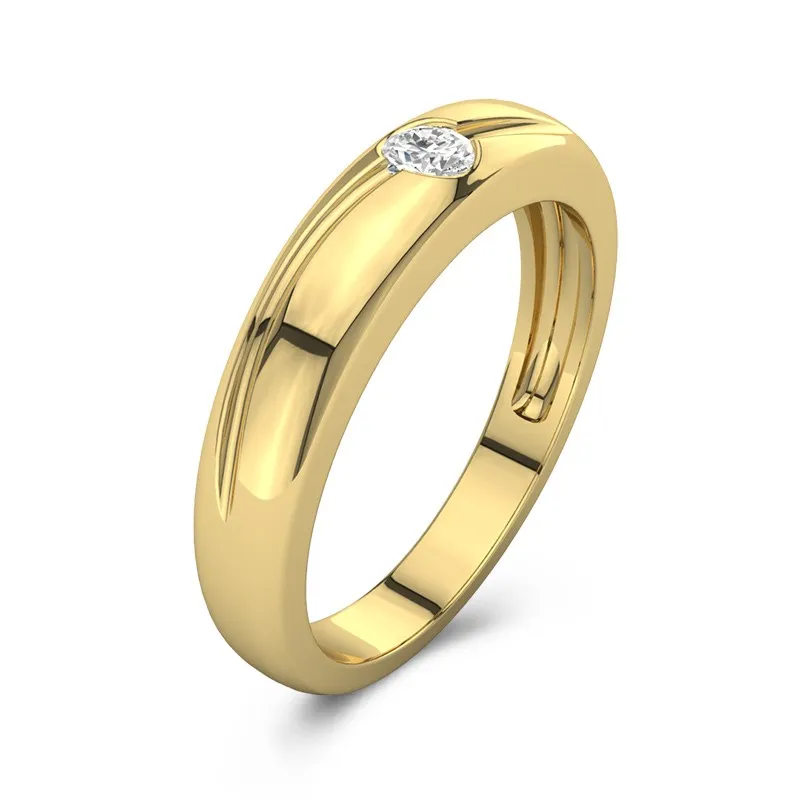 Wide Carved Moissanite Wedding Ring