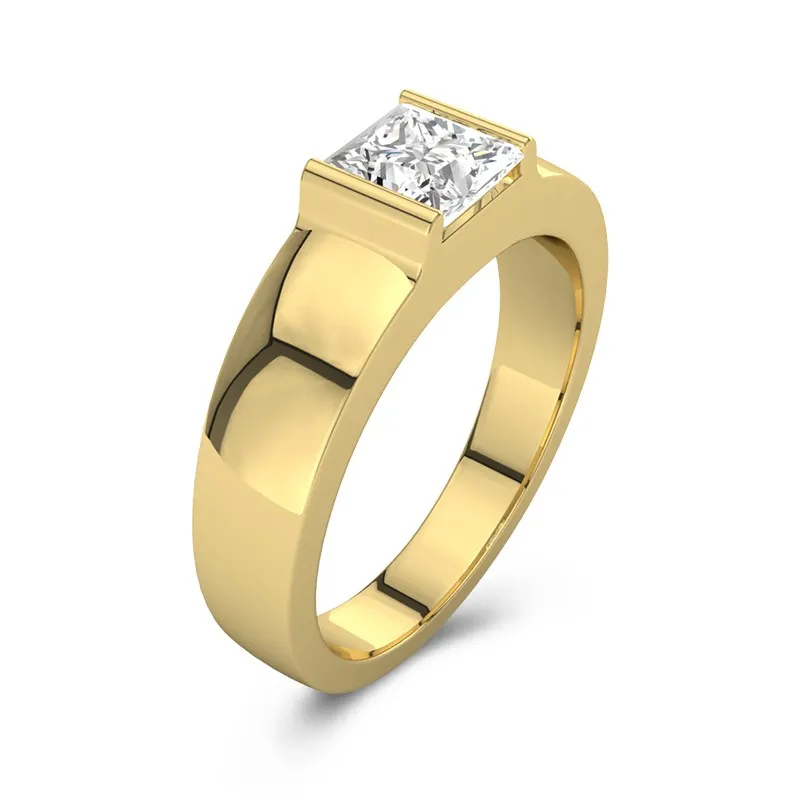 Wide Men 14K Gold Wedding Ring