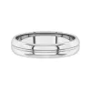 Simple Carved Men 18K White Gold Wedding Band