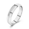 Simple Carved Men 18K White Gold Wedding Band