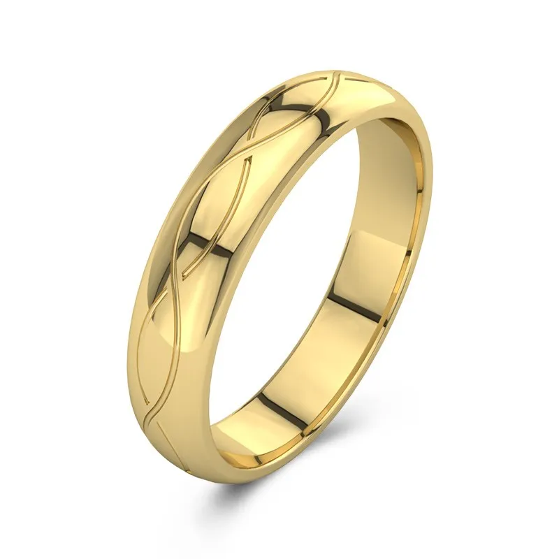 Simple Carved Infinity Men 14K Gold Wedding Band