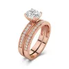Or rose 14 carats Moissanite Ensemble nuptial