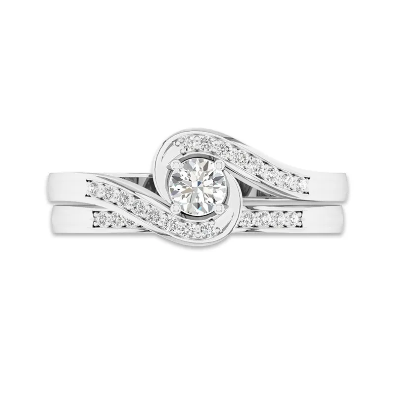 Or blanc 18 carats Moissanite Ensemble nuptial