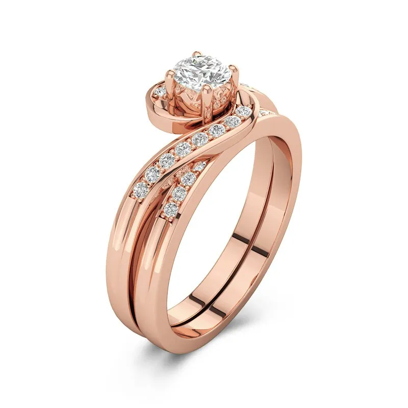 18K Rose Gold Moissanite Bridal Set