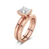 Or rose 14 carats Moissanite Ensemble nuptial