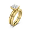 Or 14 carats Moissanite Ensemble nuptial