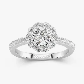 Petite Floral Halo Engagement Ring
