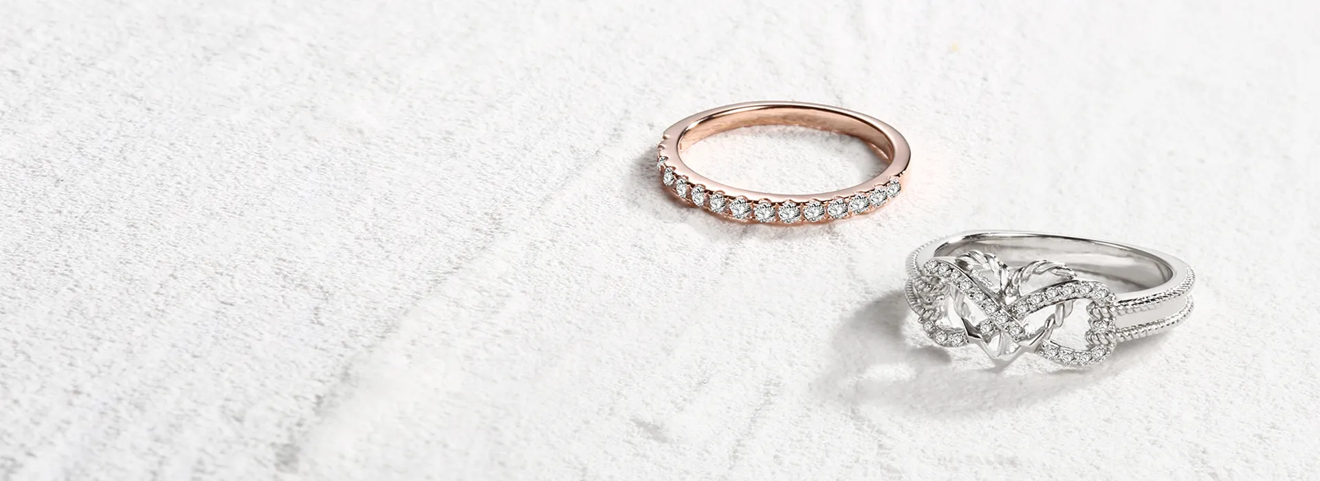 Heart Infinity Wedding Ring and Rose Gold Wedding Ring