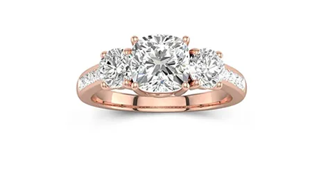 Three Stone Rose Gold Engagement Ring