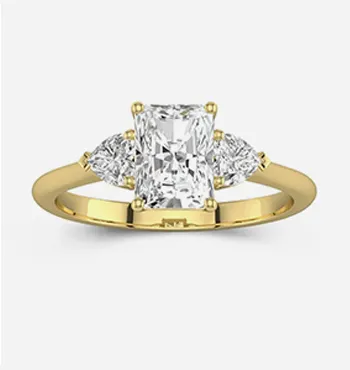 Radiant Cut Three Stone Gold Ring