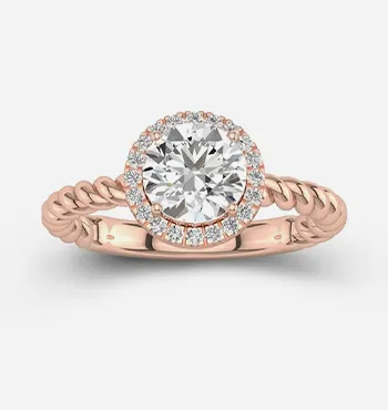 Rose Gold Halo Twist Engagement Ring