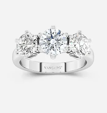 Round Cut Three Stone White Gold Ring