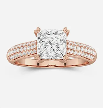 Rose Gold Pavé Princess Engagement Ring