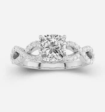 Infinity Twist Cushion White Gold Ring