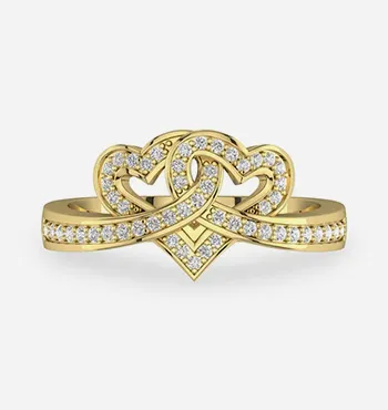 Heart Knot Pavé Gold Promise Ring