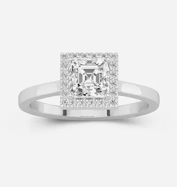 Asscher White Gold Halo Ring