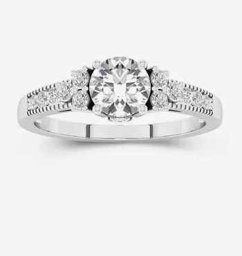 Round Pavé White Gold Engagement Ring
