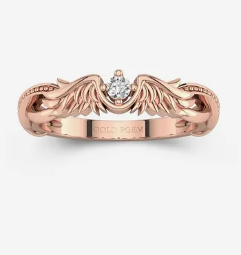 Rose Gold Wing Wedding Ring