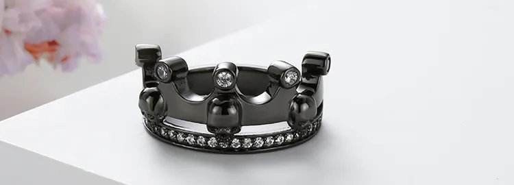 Crown Skull Black Ring