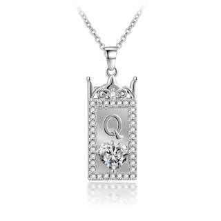 Unique Lettre pendentif Collier Blanc Cœur