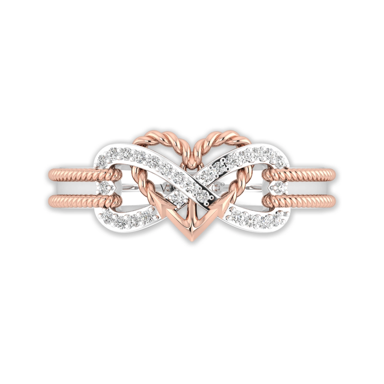 18K Rose Gold Plated Unique Infinity Anchor Promise Ring