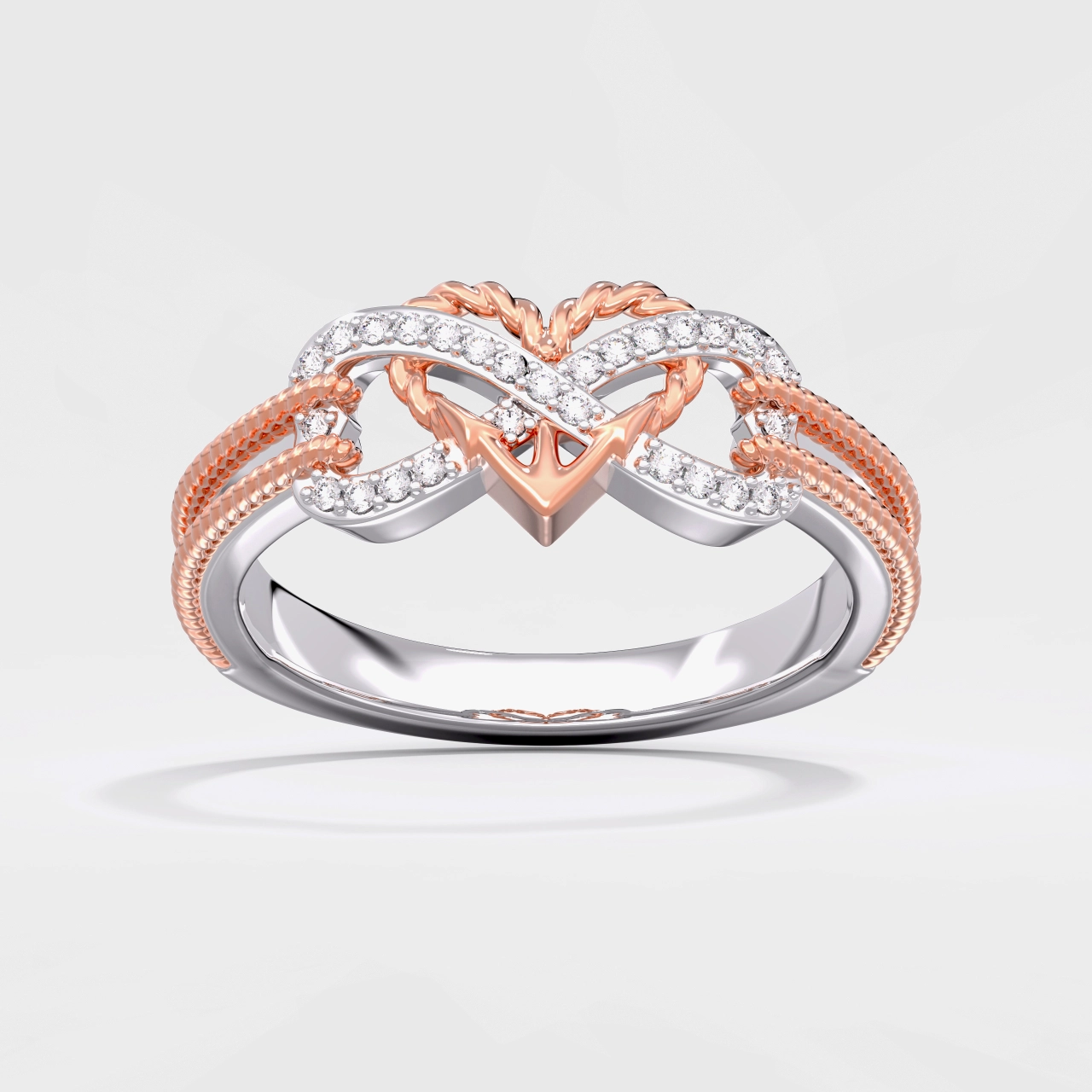 Or rose 18 carats Plaqué Unique Infini Ancre Bague de promesse