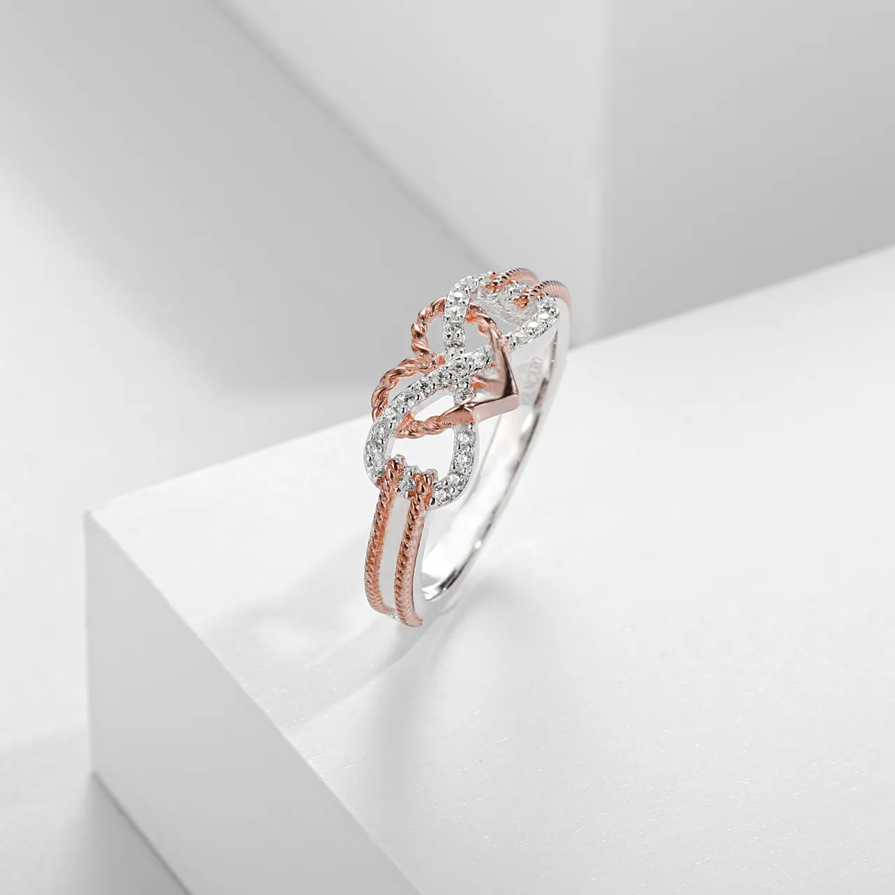 18K Rose Gold Plated Unique Infinity Anchor Promise Ring