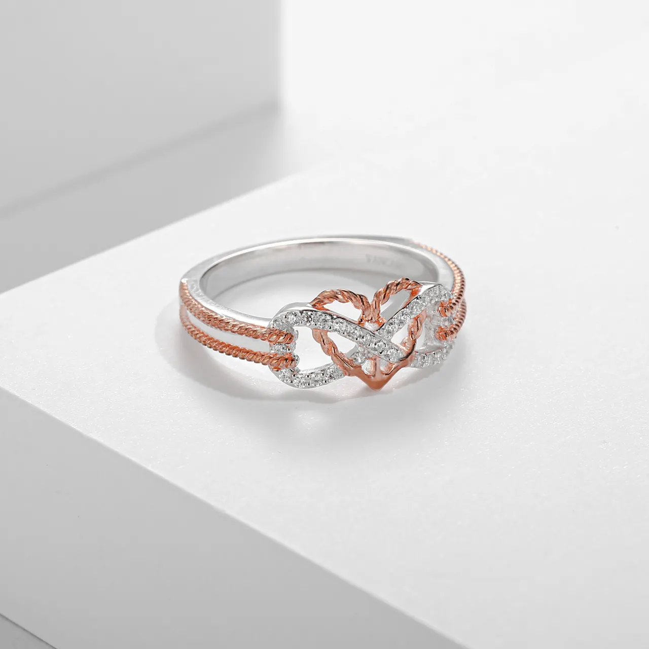 18K Rose Gold Plated Unique Infinity Anchor Promise Ring