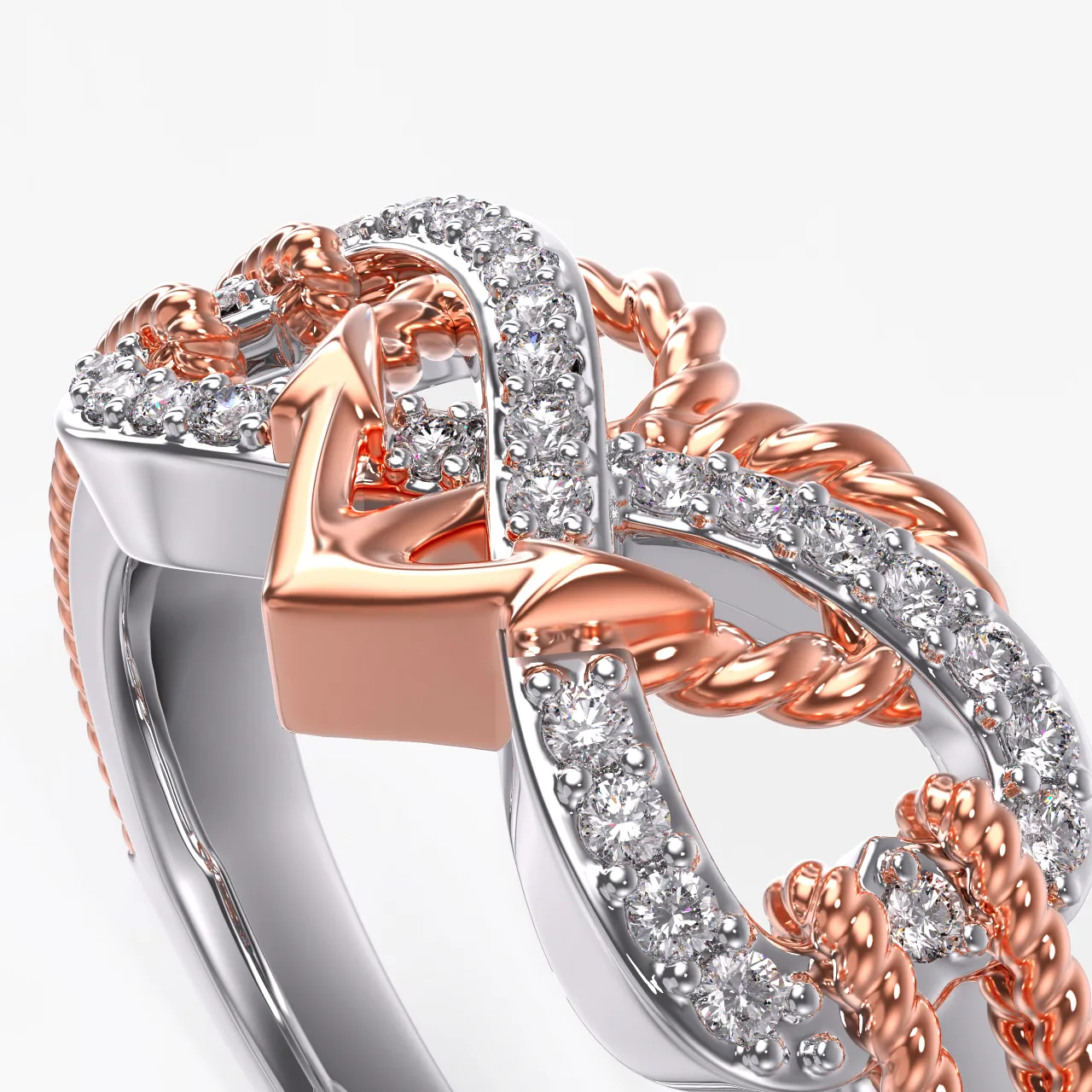 Or rose 18 carats Plaqué Unique Infini Ancre Bague de promesse