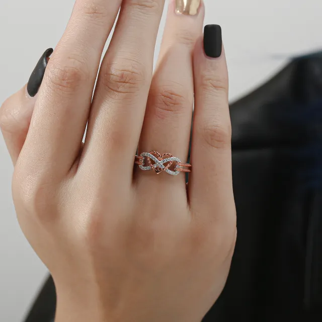 18K Rose Gold Plated Unique Infinity Anchor Promise Ring