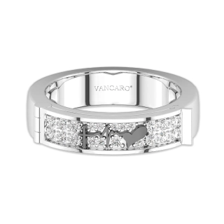 White Gold Plated Unique Heart Letter Wedding Band