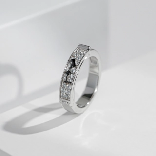 White Gold Plated Unique Heart Letter Wedding Band