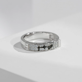 White Gold Plated Unique Heart Letter Wedding Band