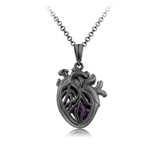 Gothic Heart Pendant Necklace Amethyst Purple Heart