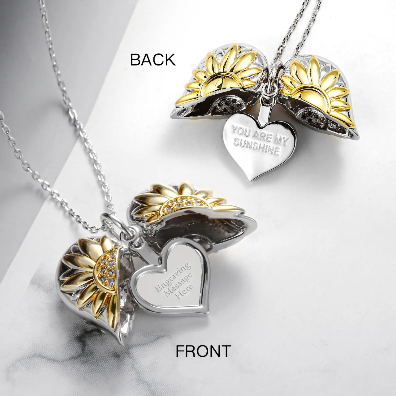 Sunflower Personalised Engrave Pendant Necklace