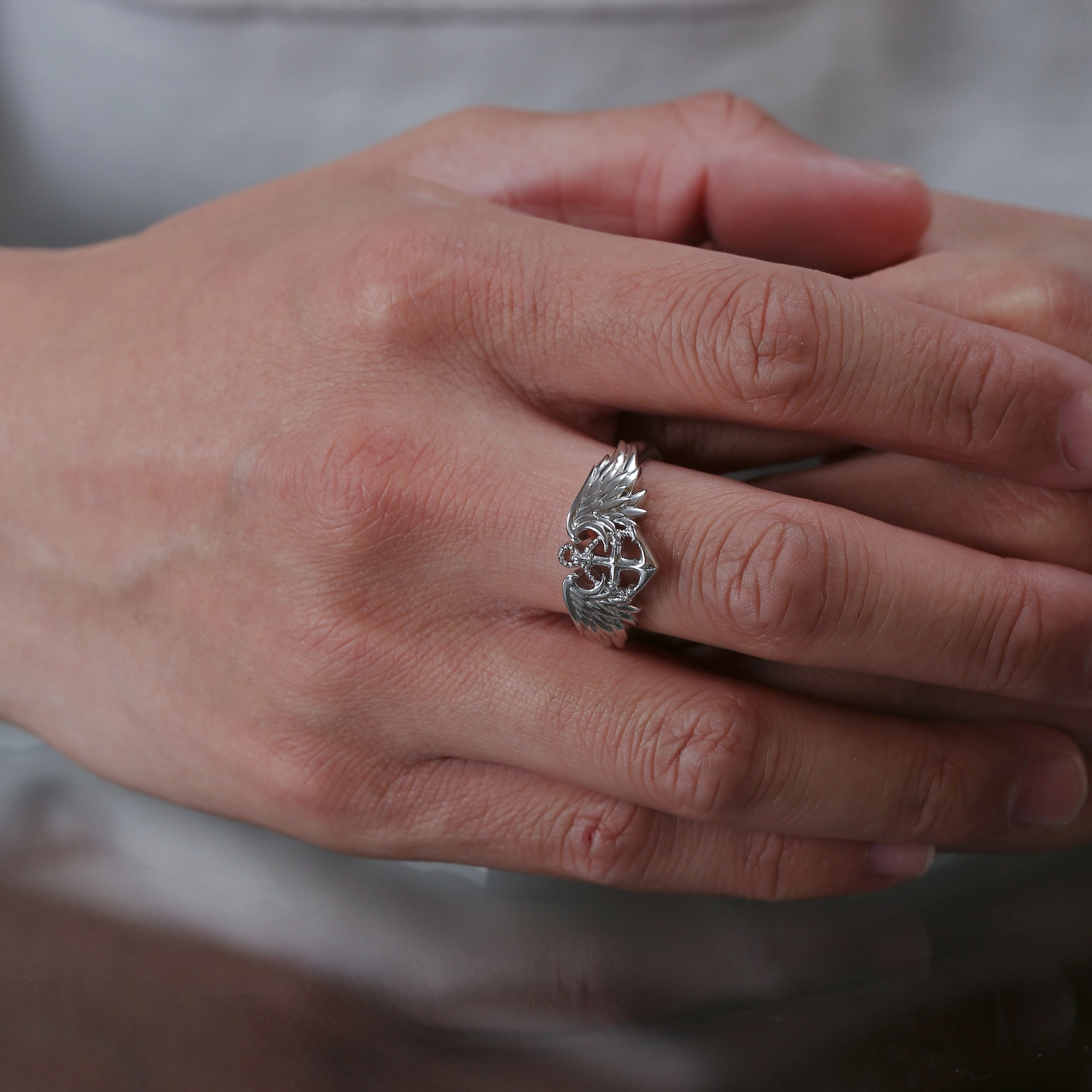 Unique Anchor Wing Ring For Unisex