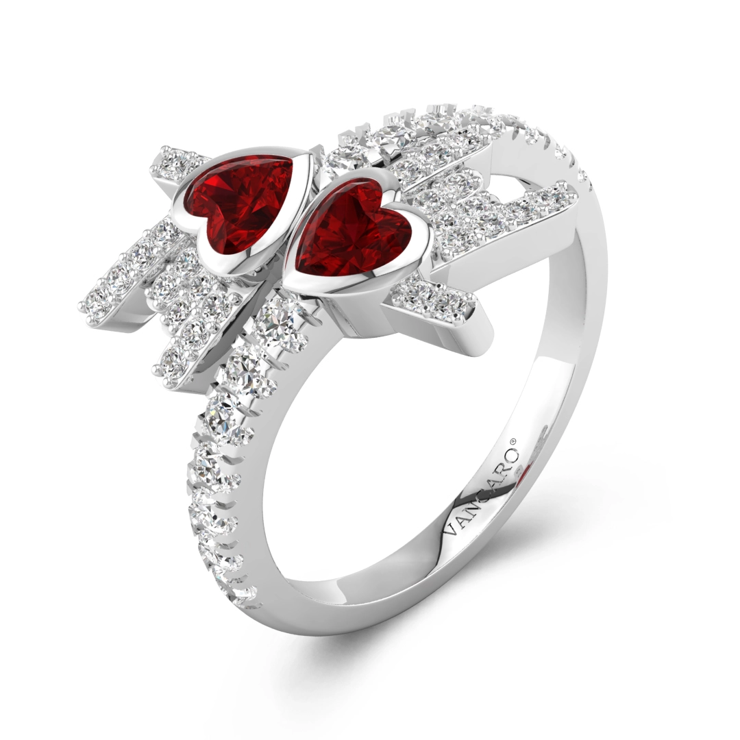 Unique Hand Prong Engagement Ring Women Garnet Red Heart