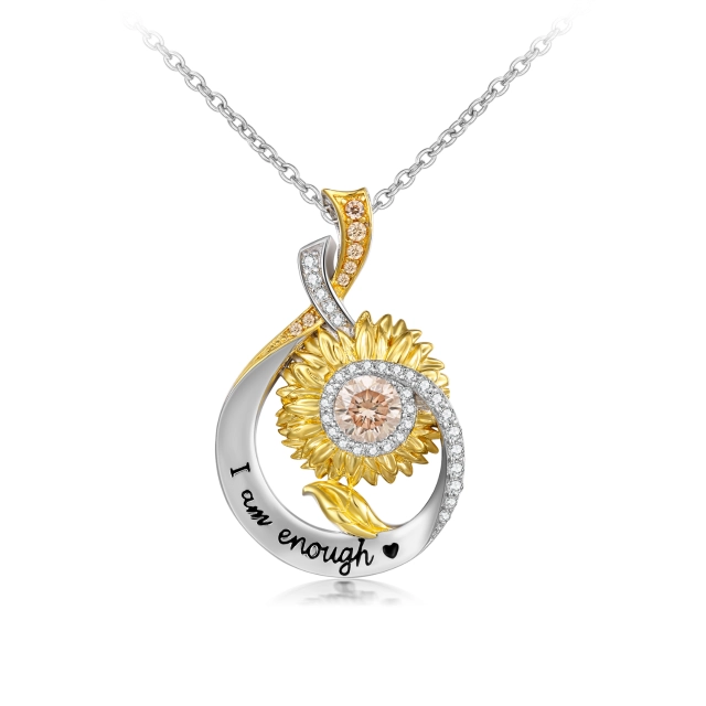 Nature Unique Daisy Pendant Necklace Champagne Round