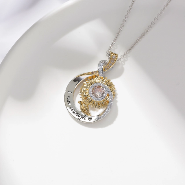 Nature Unique Daisy Pendant Necklace Champagne Round