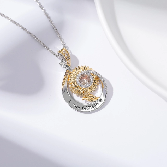 Nature Unique Daisy Pendant Necklace Champagne Round