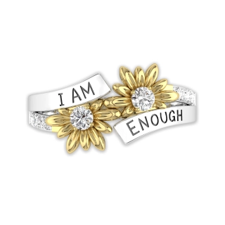 Two Tone Plated Nature Daisy Letter Wedding Band