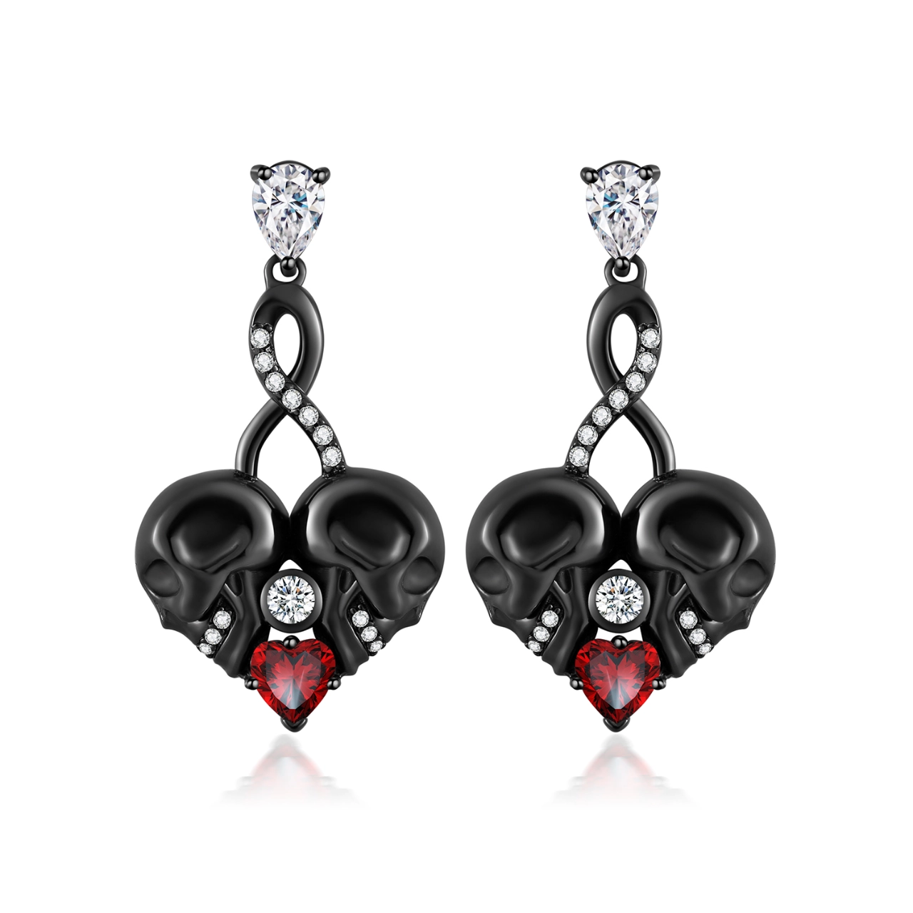 Gothic Infinity Skull Stud Earrings