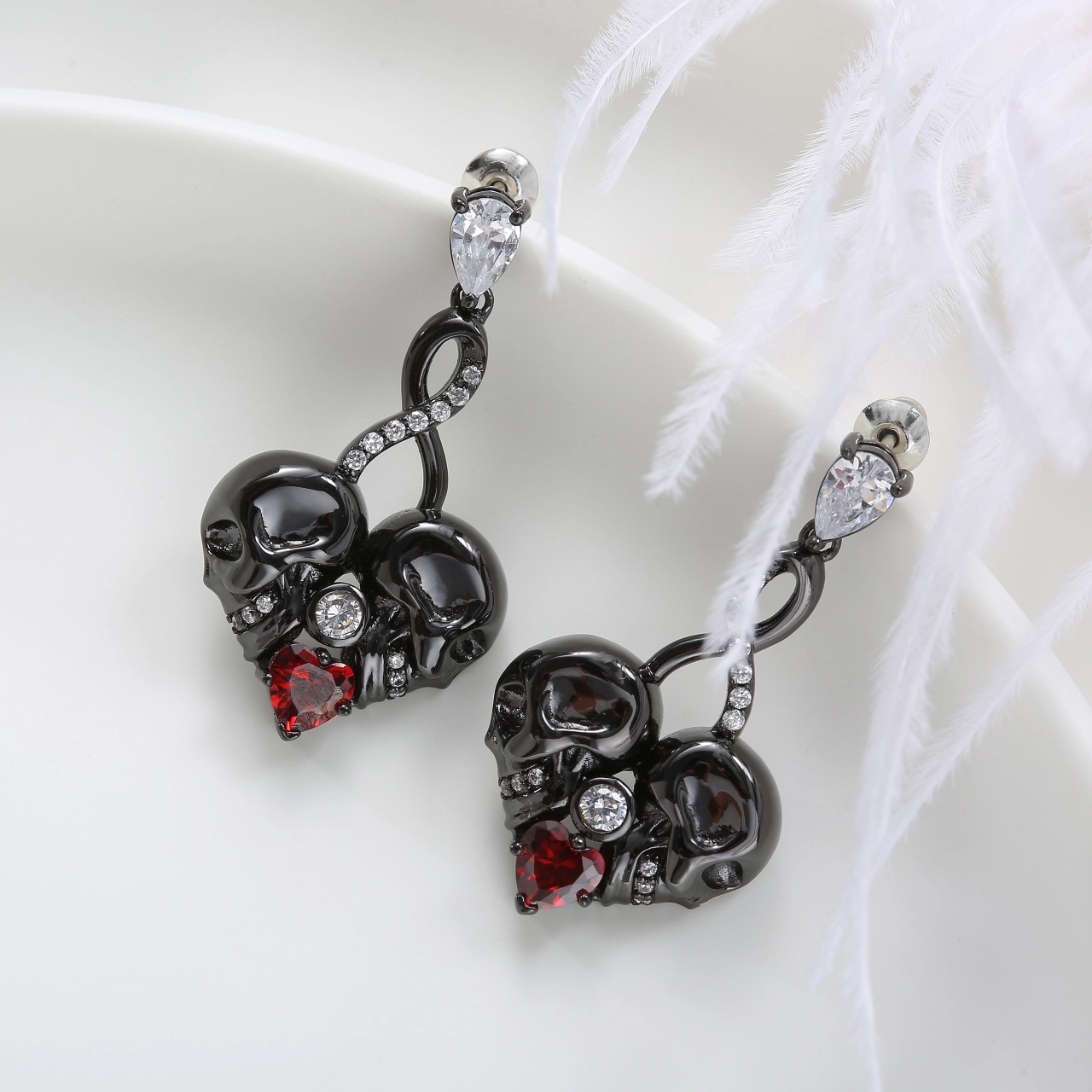 Gothic Infinity Skull Stud Earrings