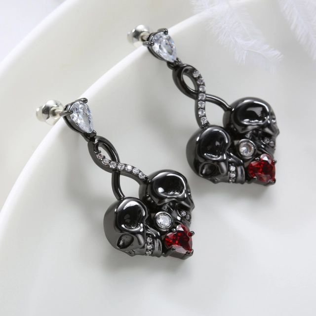 Gothic Infinity Skull Stud Earrings