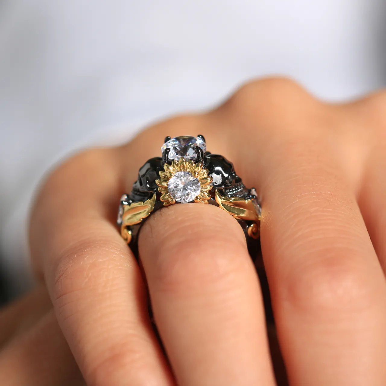 Gothic Skull Sunflower Ring