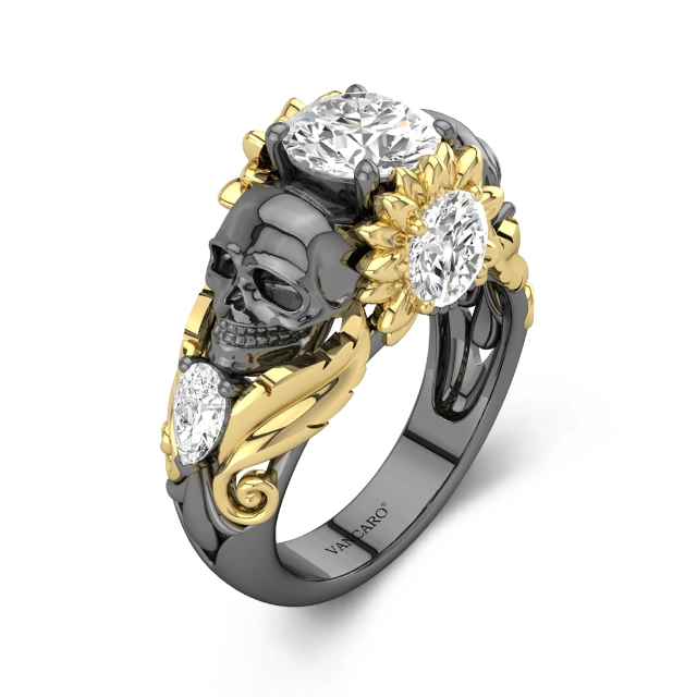 Gothic Skull Sunflower Ring