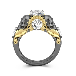 Gothique Crâne Tournesol Bague