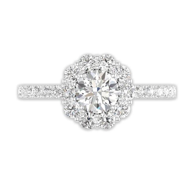 Flower Halo Engagement Ring 1.00ct Cubic Zirconia